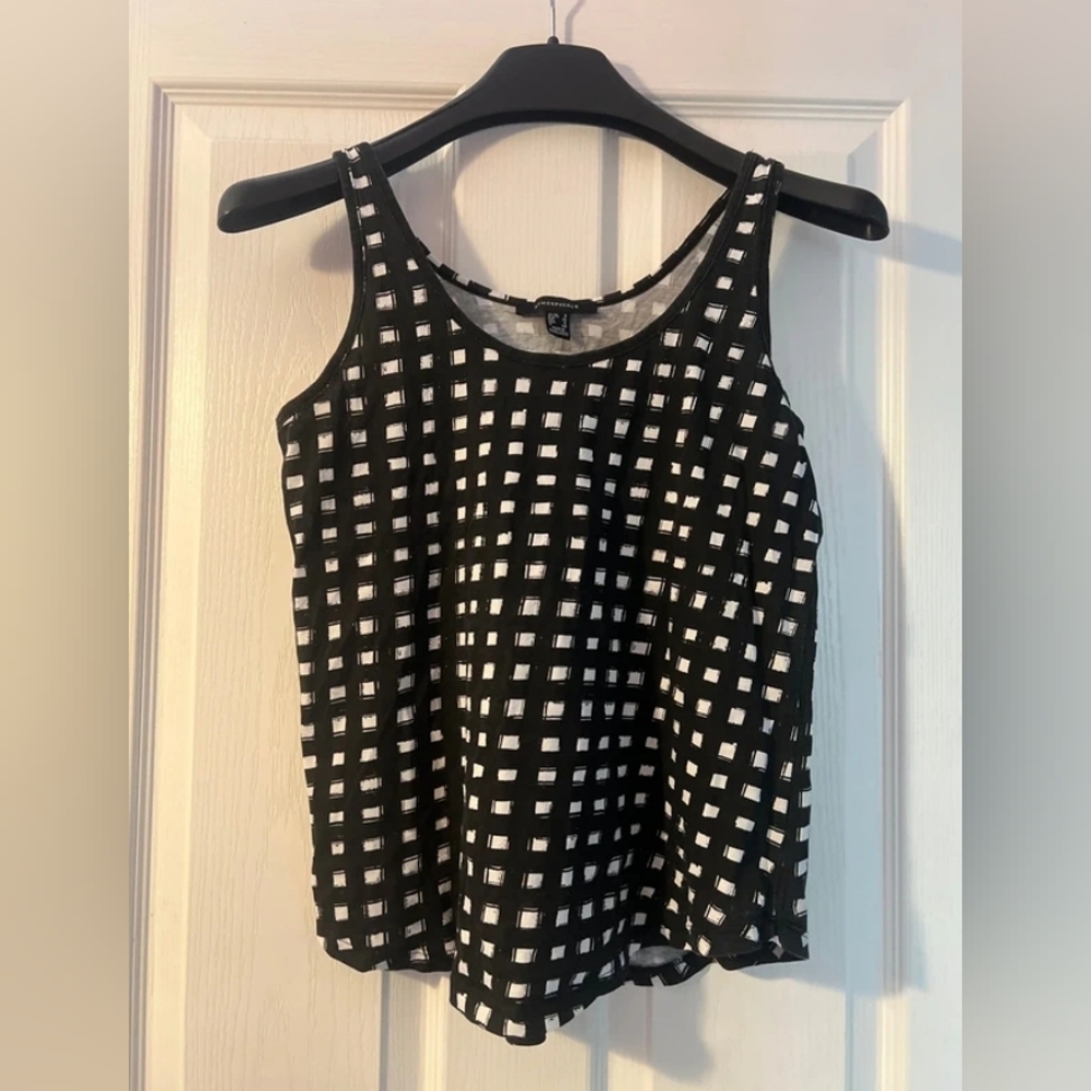 Atmosphere Black & White Checked Scoop Neck Tank